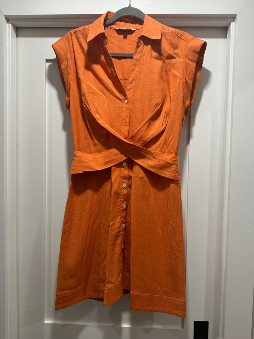 Veronica Beard Orange Button-Front Dress